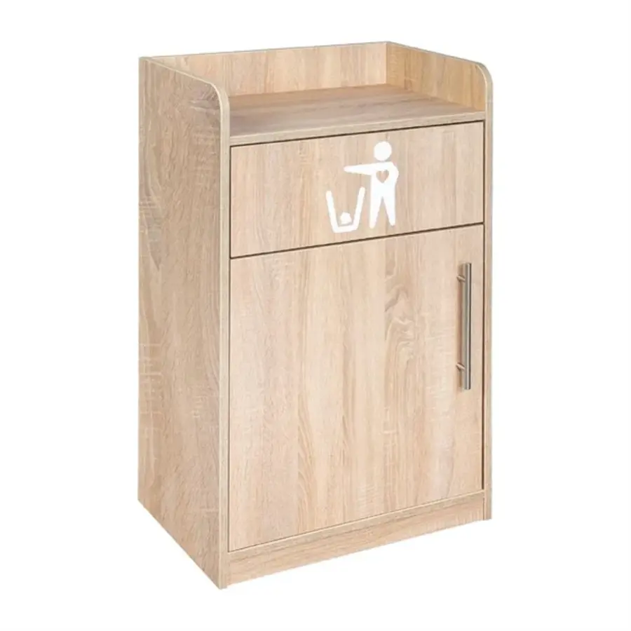 Waste bin and tray stand | with oak finish