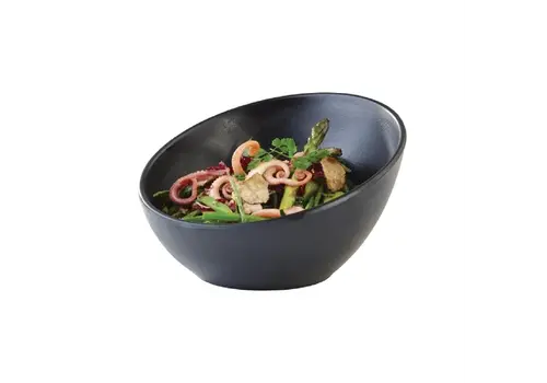  APS Bol rond incliné en mélamine Zen | Noir | 30cl | 10(h) x 16(Ø)cm 