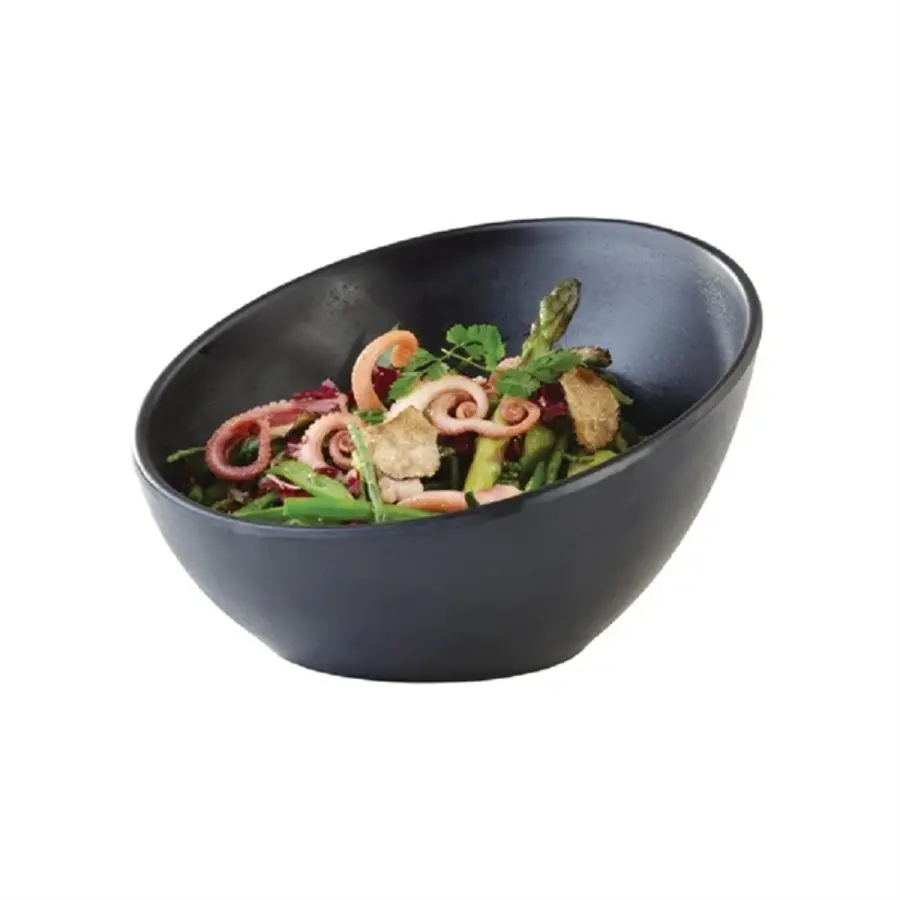 Zen melamine round slanted bowl | Black | 30cl | 10(h) x 16(Ø)cm