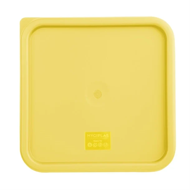 Hygiplas Square Food Storage Container Lid Yellow Large - HY421 - Nisbets