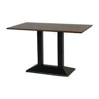 rectangular table with metal base and dark wood top | 1200x700mm