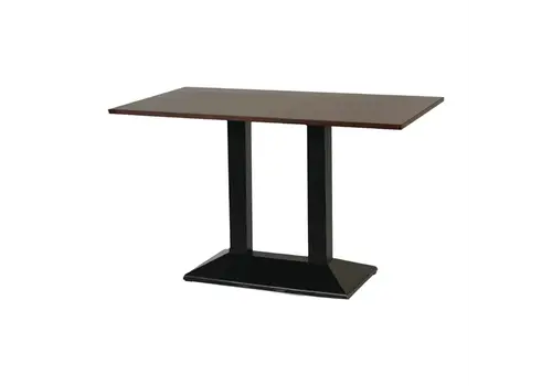  HorecaTraders rectangular table with metal base and dark wood top | 1200x700mm 