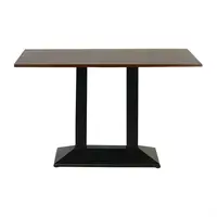 rectangular table with metal base and dark wood top | 1200x700mm
