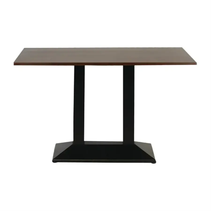rechthoekige tafel met metalen onderstel en donkerhouten blad | 1200x700mm