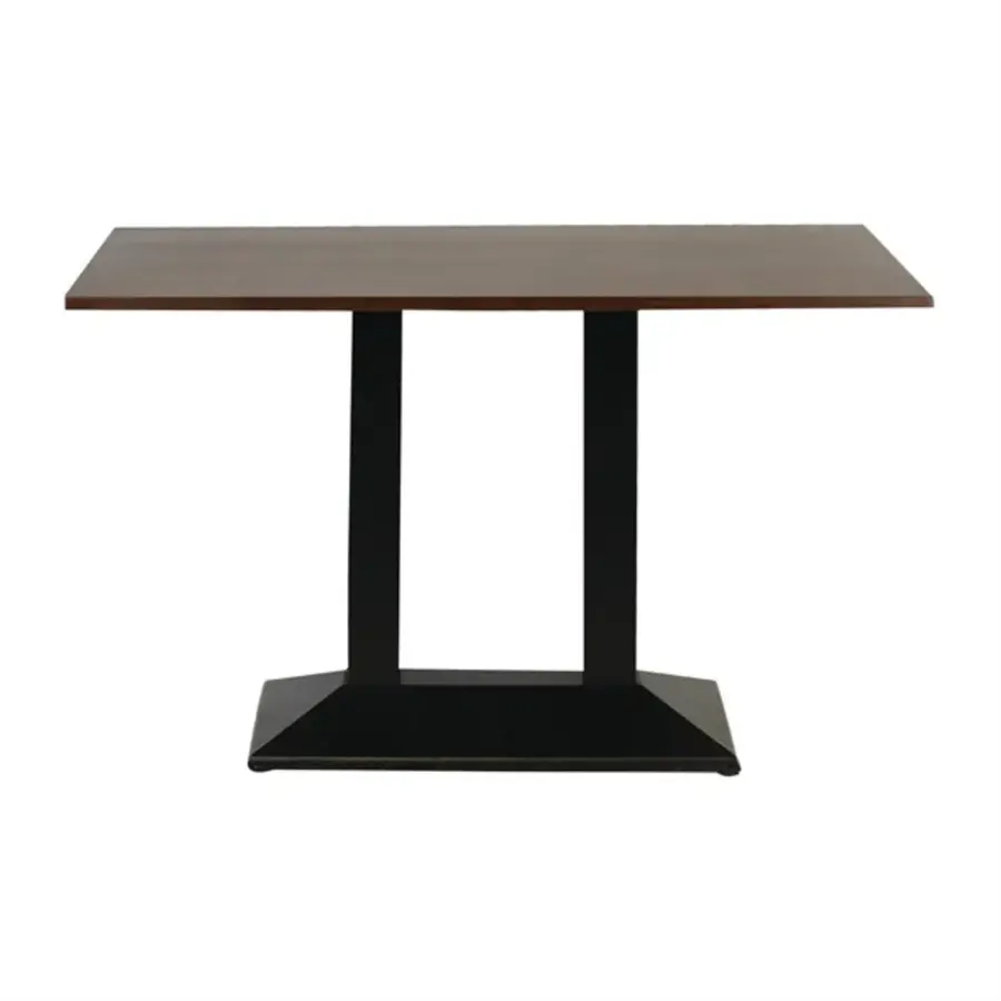 table rectangulaire avec base en métal et plateau en bois foncé | 1200x700mm