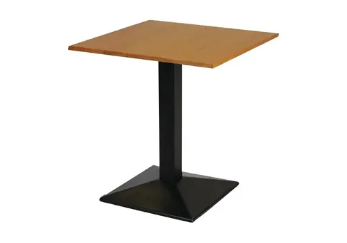  HorecaTraders table à piédestal carrée avec base en métal et plateau en chêne tendre | 700x700 mm 