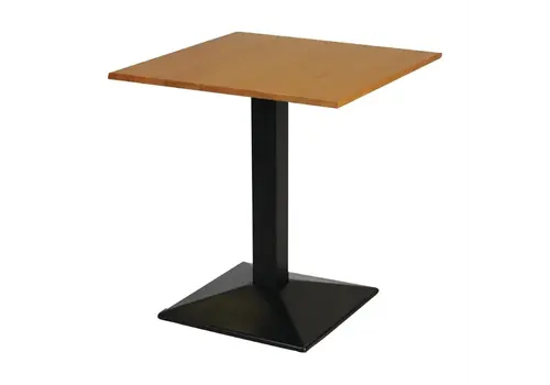  HorecaTraders vierkante tafel op voetstuk met metalen onderstel en blad van zacht eikenhout | 700x700 mm 