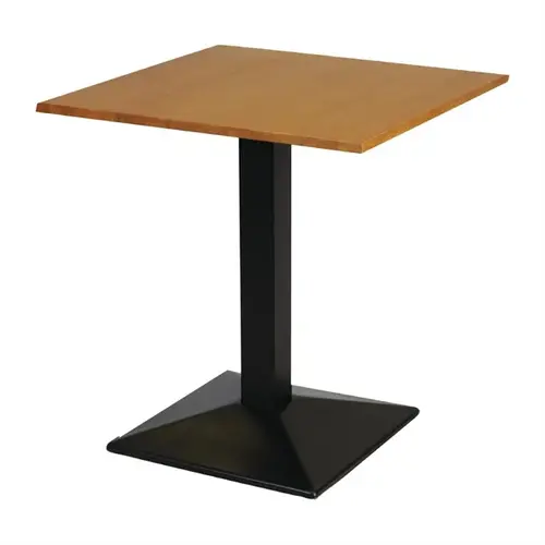  HorecaTraders square table on pedestal with metal base and soft oak top | 700x700mm 