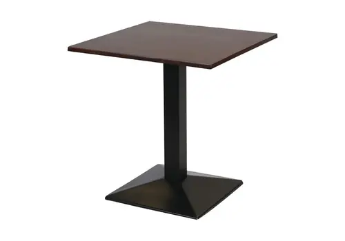  HorecaTraders Table carrée avec base en métal et plateau en bois foncé | 700x700mm 