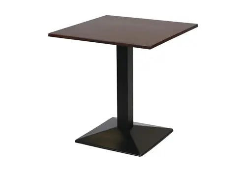  HorecaTraders Vierkante tafel met metalen onderstel en donkerhouten blad | 700x700mm 