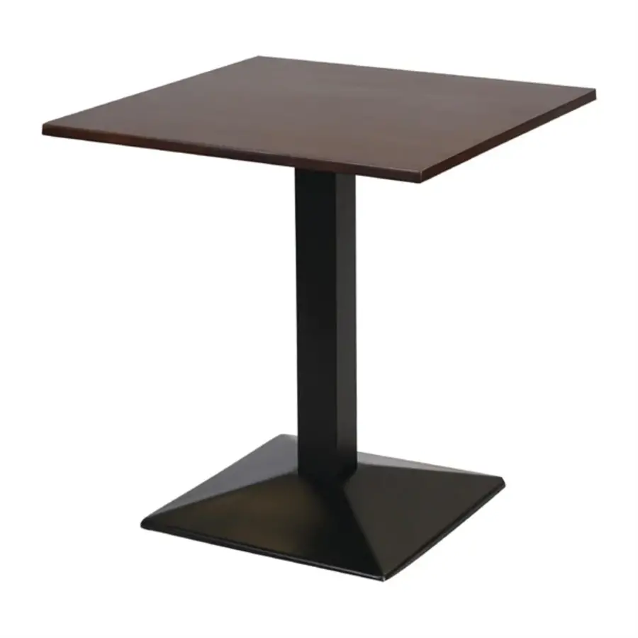 Square table with metal base and dark wood top | 700x700mm