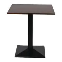 Table carrée avec base en métal et plateau en bois foncé | 700x700mm
