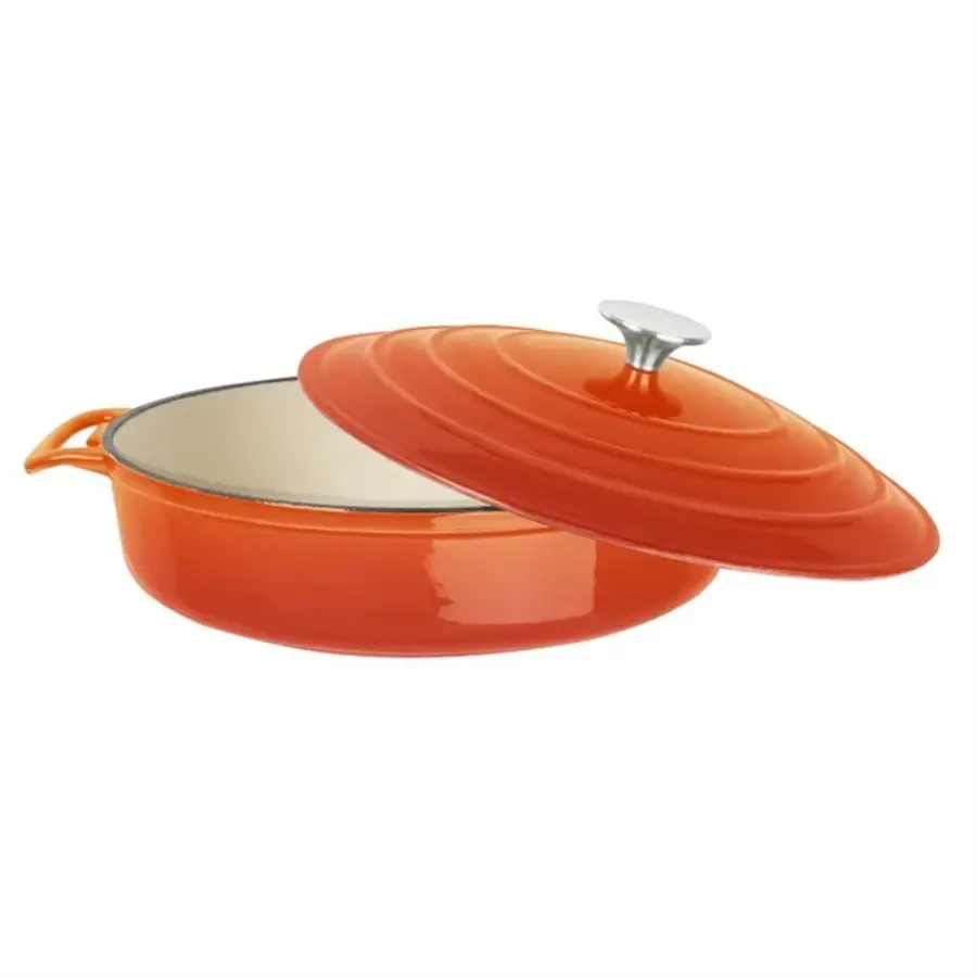 Orangefarbene runde Bratpfanne | 3,5 Liter