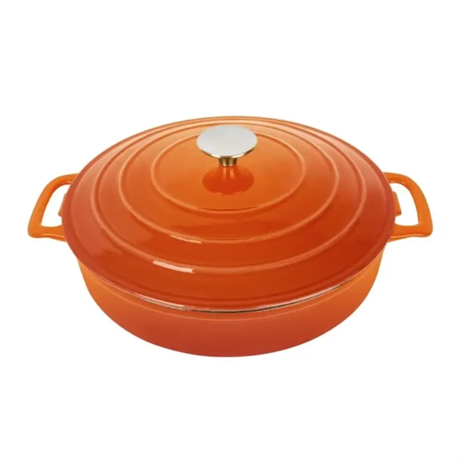 Orangefarbene runde Bratpfanne | 3,5 Liter