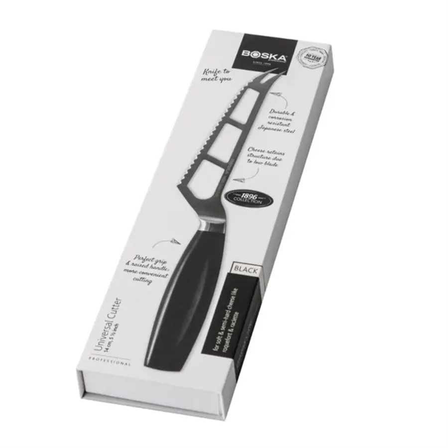 couteau à fromage pour fromages à pâte mi-dure | poignée noire | acier inoxydable | 38,4(l)cm