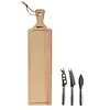 HorecaTraders Ensemble de 4 couteaux à fromage et planche de service Amigo | Acier inoxydable et bois | 44(l)cm