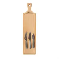 Ensemble de 4 couteaux à fromage et planche de service Amigo | Acier inoxydable et bois | 44(l)cm