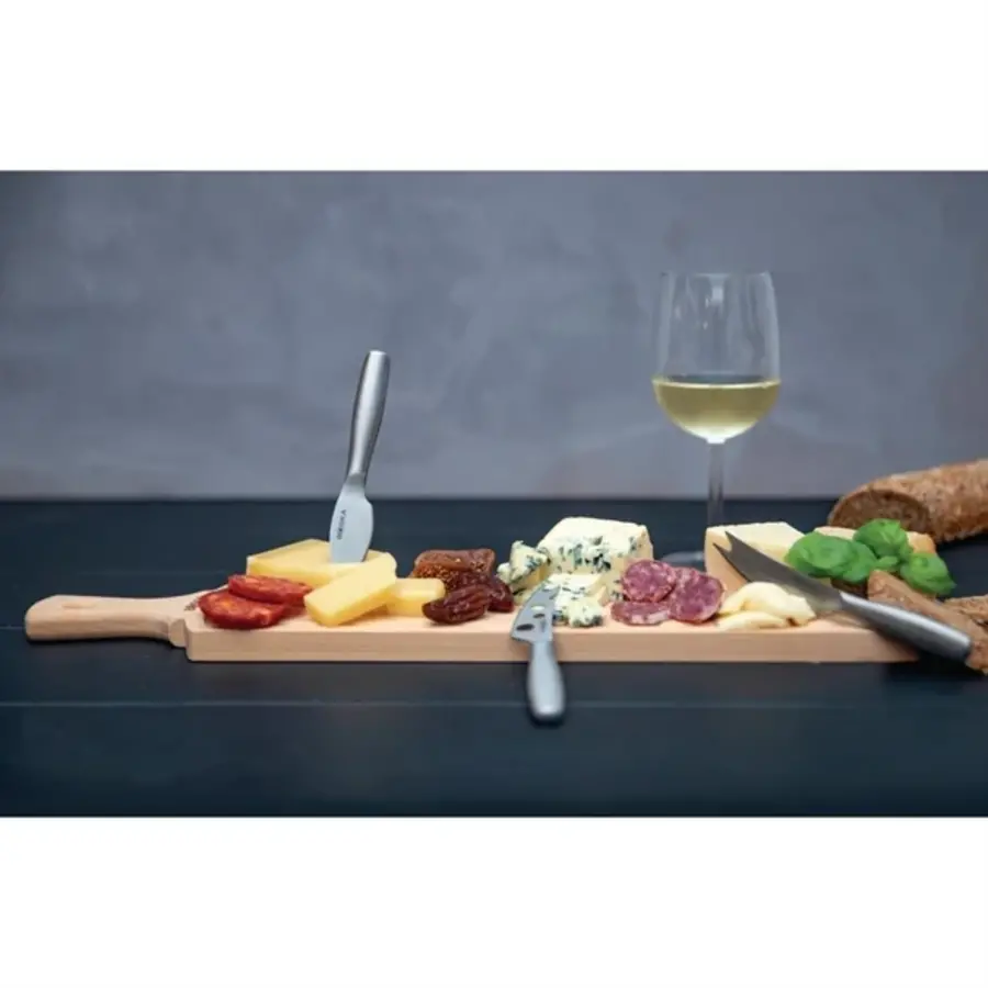 Amigo 4-teiliges Käsemesser- und Servierbrett-Set | Edelstahl & Holz | 44(l)cm