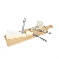 Ensemble de 4 couteaux à fromage et planche de service Amigo | Acier inoxydable et bois | 44(l)cm