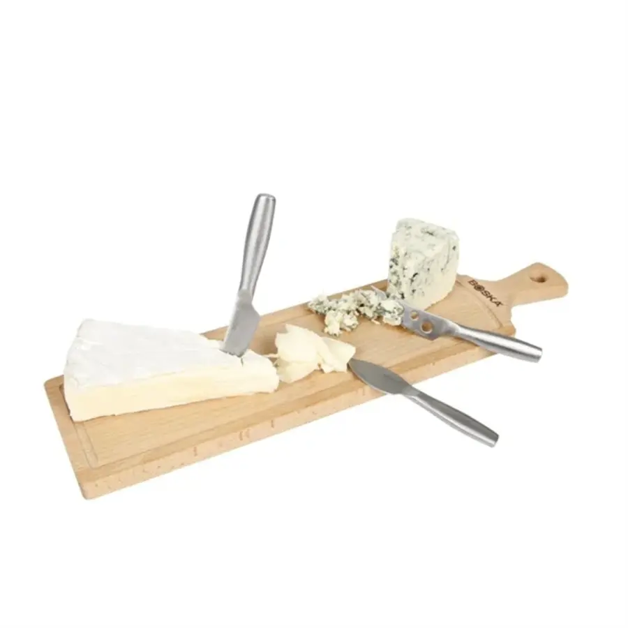 Amigo 4-teiliges Käsemesser- und Servierbrett-Set | Edelstahl & Holz | 44(l)cm