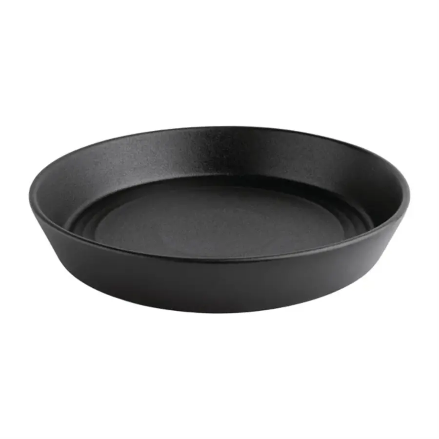 Cavolo zwarte platte ronde kom | 220 mm | (doos 4)