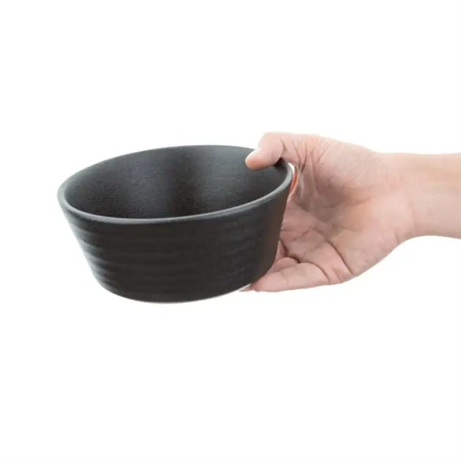 Cavolo black flat round bowl | 143 mm | (box 6)