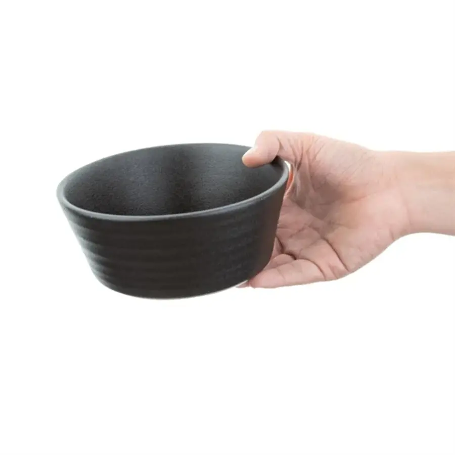Cavolo black flat round bowl | 143mm | (box 6)