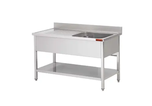  Gastro-M Gastro-M Spoeltafel met onderstel | onderblad mm 1200x 700x850 | 1 bak rechts 500x500x300 