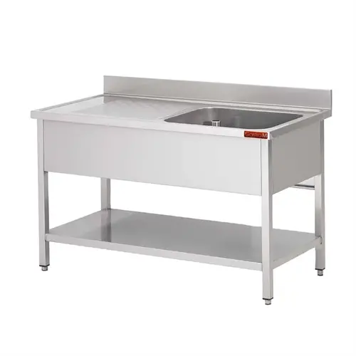  Gastro-M Gastro-M Spoeltafel met onderstel | onderblad mm 1200x 700x850 | 1 bak rechts 500x500x300 