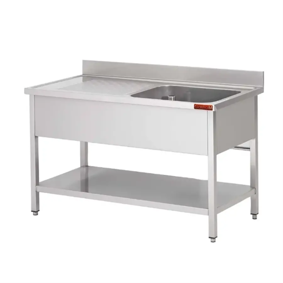 Gastro-M Sink with base | bottom shelf 1600x 700x850 mm | 1 container 600x500x320 right