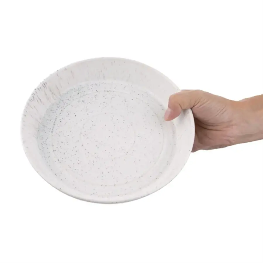 Bol rond plat moucheté blanc Cavolo | 220 mm | (case 4)