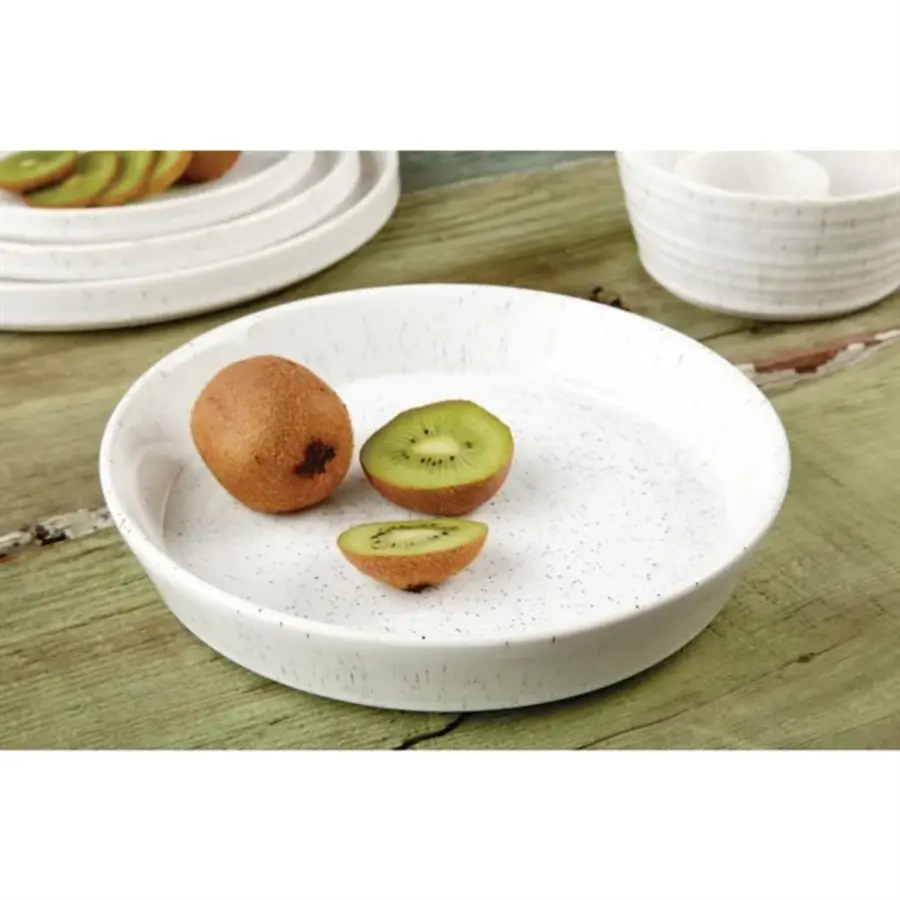 Bol rond plat moucheté blanc Cavolo | 220 mm | (case 4)