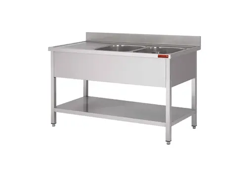  Gastro-M Gastro-M Spoeltafel met onderstel en onderblad |  1600x 700x850 mm  |  2 bakken rechts 400x500x250 