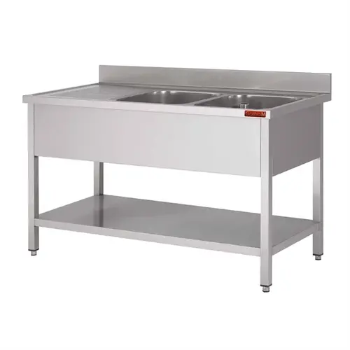  Gastro-M Gastro-M Sink with base and bottom shelf | 1600x700x850mm | 2 bins on the right 400x500x250 
