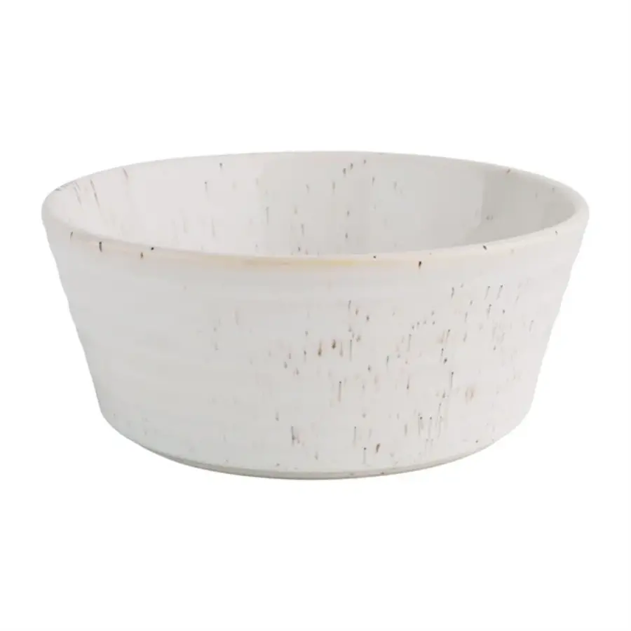 Cavolo white speckled flat round bowl | 143mm | (box 6)