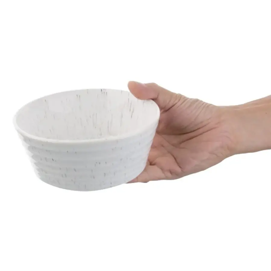 Cavolo white speckled flat round bowl | 143mm | (box 6)