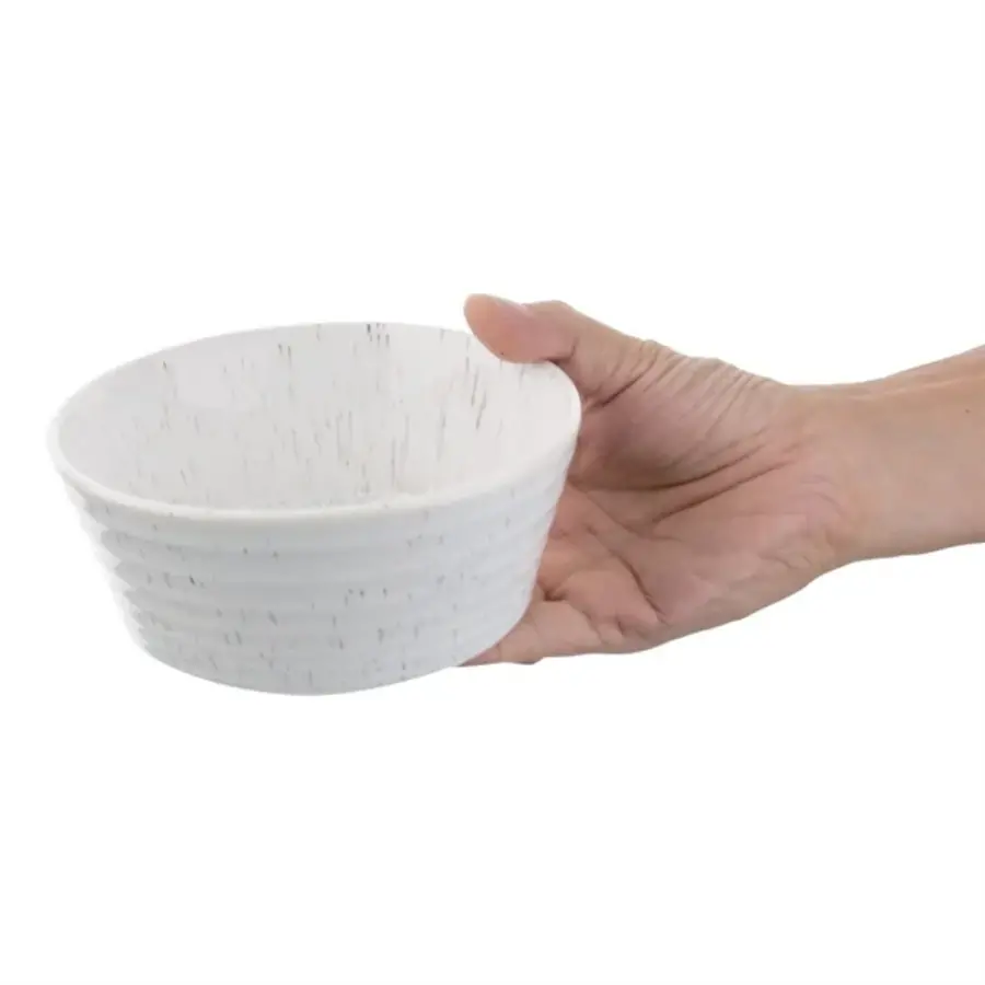 Olympia Cavolo white speckled flat round bowl | 143mm | (box 6)