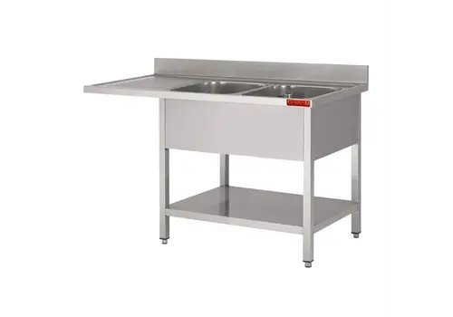  Gastro-M Gastro-M Spoeltafel met onderstel en onderblad 1600x 700x850 mm  |  2 dienbladen rechts 400x500x250 