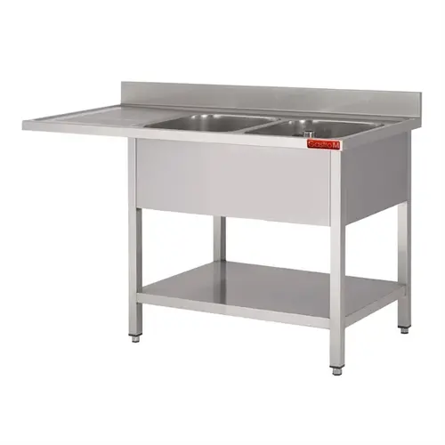  Gastro-M Gastro-M Spoeltafel met onderstel en onderblad 1600x 700x850 mm  |  2 dienbladen rechts 400x500x250 