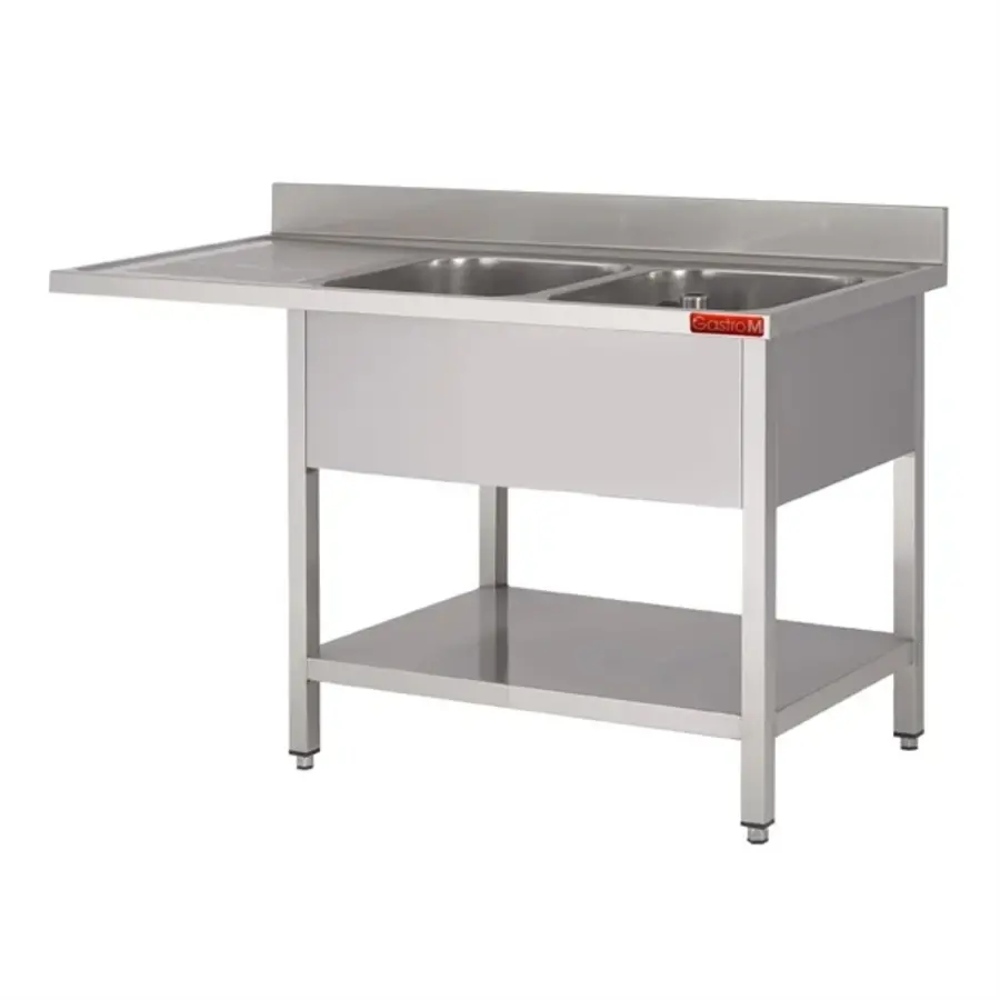 Gastro-M Sink with base and bottom shelf 1600x 700x850 mm | 2 trays on the right 400x500x250