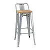 Bolero bistro high stools with backrest | galvanized steel | (4 pieces)
