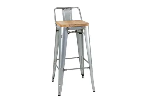  Bolero bistro high stools with backrest | galvanized steel | (4 pieces) 