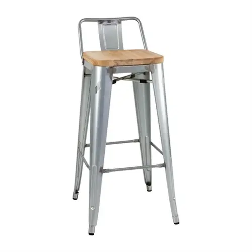  Bolero bistro high stools with backrest | galvanized steel | (4 pieces) 