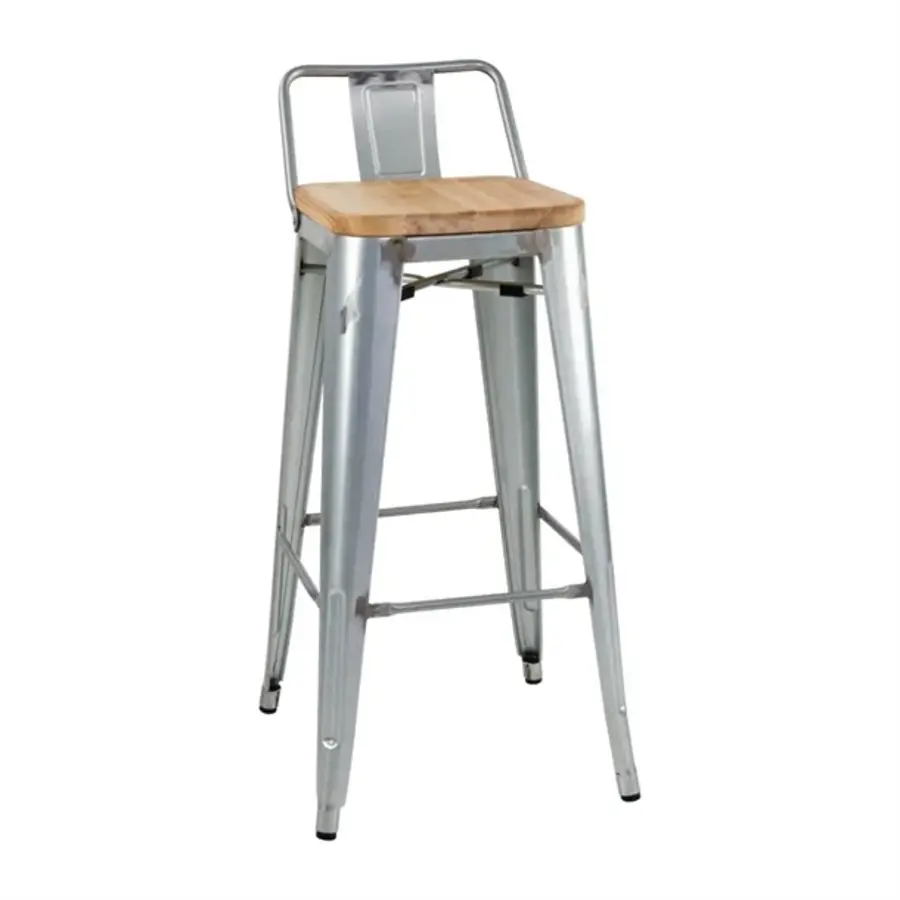 bistro high stools with backrest | galvanized steel | (4 pieces)