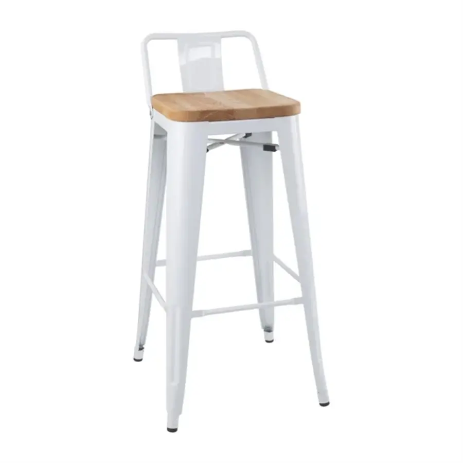 Bolero bistro high stools with backrest | White | (4 pieces)