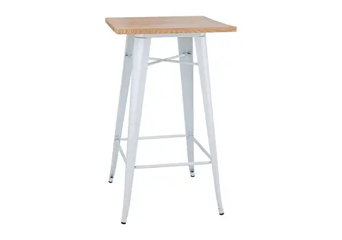  Bolero table de bar bistrot avec plateau en bois | blanc 