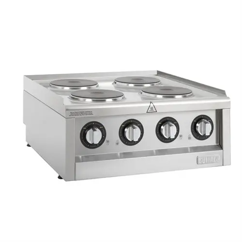  Buffalo 600-serie elektrische kookplaat met 4 kookzones | 24(h) x 60(b) x 60(d)cm 