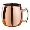 HorecaTraders  Gebogener Moscow Mule-Becher aus Kupfer mit Messinggriff| 500 ml