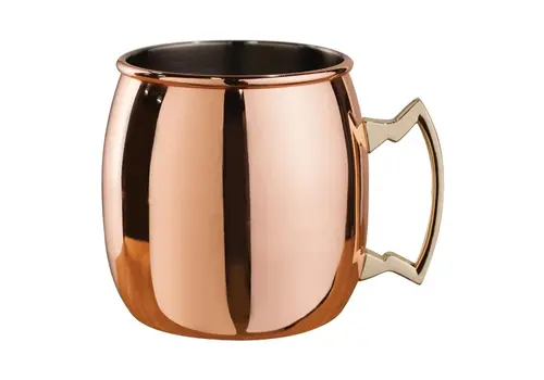  Beaumont Copper Curved Moscow Mule Mug with Brass Handle| 500ml 
