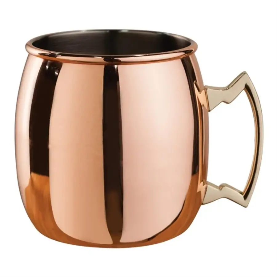 Gebogener Moscow Mule-Becher aus Kupfer mit Messinggriff| 500 ml